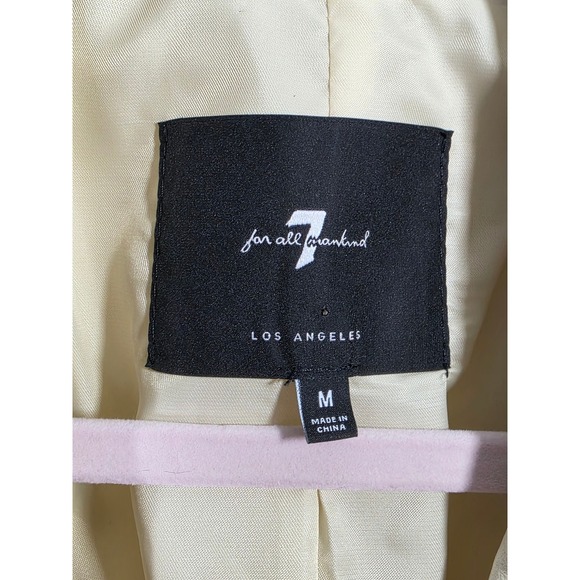 7 For All Mankind Faux Leather Cropped Blazer Cream Double Breasted Jacket M - Picture 7 of 9
